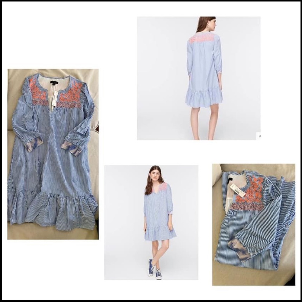 J. Crew Embroidered Popover Dress NWT